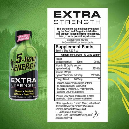 5 Hour Energy 5-Hour Energy Extra Strength Sugar Free Strawberry Watermelon Energy Shot 1.93 oz 748125